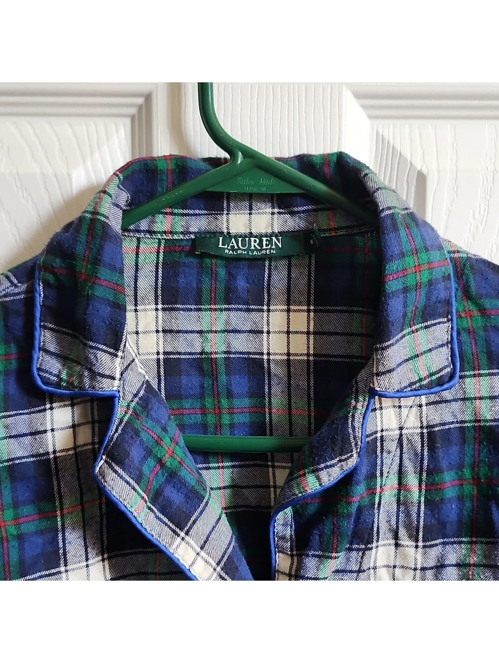Lauren Ralph Lauren Mens M Cotton Flannel Plaid Pajama Top Button Front